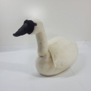 Vintage Large White Swan Puppet Rotating Head Plush Cascade Toy Co